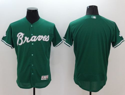 Braves Blank Green Celtic Flexbase Authentic Collection Stitched MLB Jersey - Click Image to Close